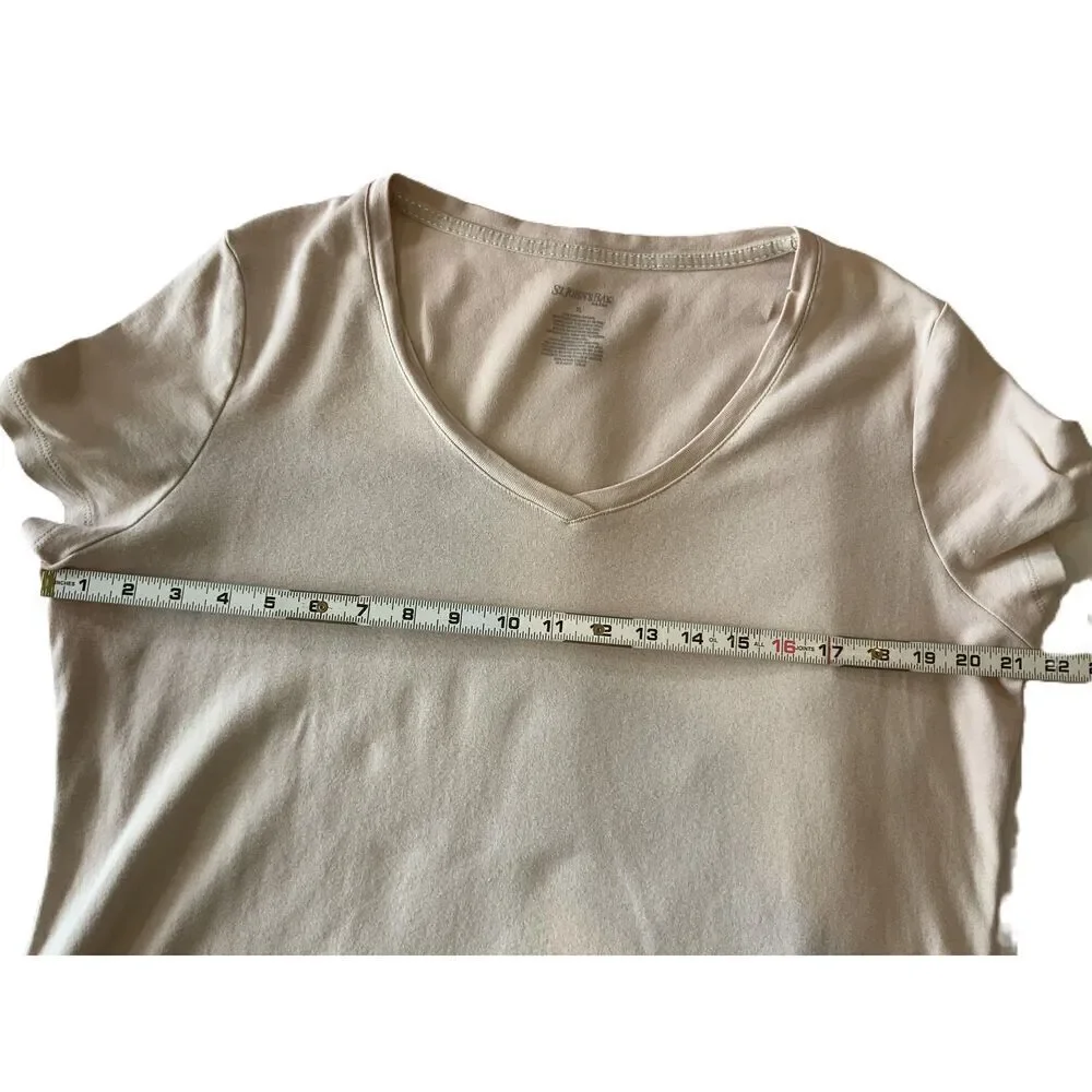 St. John's Bay Pale Pink V-Neck Short Sleeve‎ Basic Tee Size XL